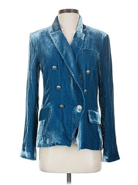 L’agence Teal Velvet Double-Breasted Women's Blazer Jacket, Size 4